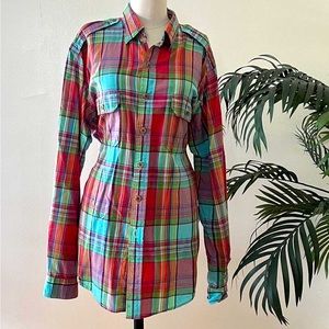 Polo by Ralph Lauren Madras Fun Multicolored Utility Button Down Shirt XL